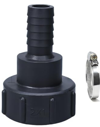 IBC - Adaptador S60 x 6 (60 mm) a boquilla de manguera IBC, accesorio para manguera de jardín, adaptador de grifo, para depósito de agua, manguera de jardín, rosca (25 mm)
