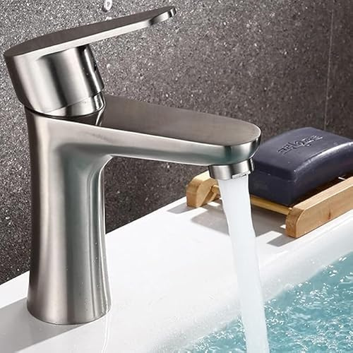 VOLTGY - Grifo Monomando de Acero Inoxidable para Lavabo con latiguillo normalizados para España de 3/8. Elegancia y Funcionalidad.