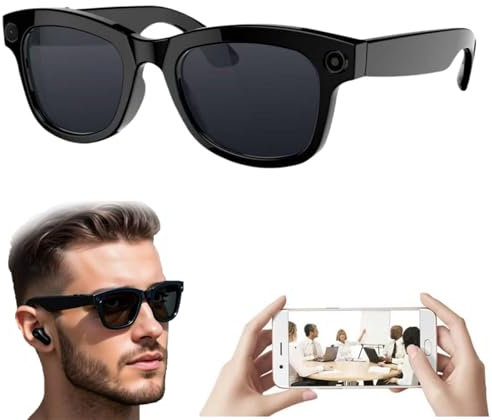 AI Smart Glasses, with HD 500W Pixels Camera & Speakers, Voice Control, Music Playback, App Compatibility, Real-time Translation, WiFi Transmission, for Travel, Music, Calls,A