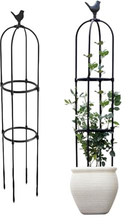 Trädgårdsobelisk Metallträdgårdsspaljé för klätterväxter Tomatburar 85 115 125 145 165cm Obelisker Stålram Väderbeständig växtstödsobelisk för utomhusträdgård, Gräsmatta Clematis Vinranka Blåregn(Blac