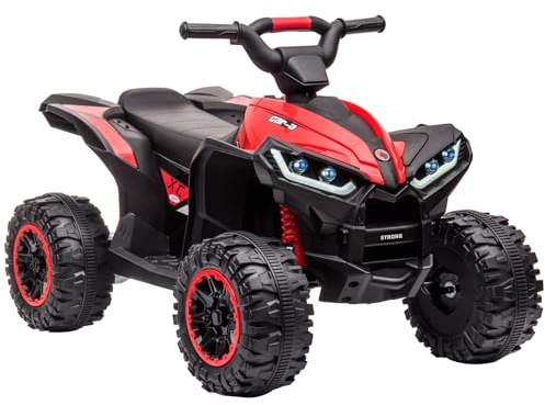 Aptliton Kids Electric Quad Bike 12V, Ride On Car ATV Toy with Remote Control, Music, LED, Horn, 2 Speed, for Ages 3-5 Years, 83 x 53 x 56 cm (Red)