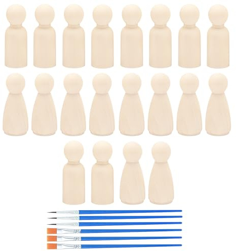 ZFKXGS 20 Stück Holzfiguren zum Bemalen 53MM Spielfiguren Holz Unvollendete Holzkegel zum Basteln Figuren zum Bemalen Mann Frau für DIY Geburtstag Hochzeit Partys Weihnachten Bastelprojekte Dekoration