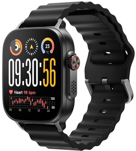 realme Watch 5 Smartwatch, Touchscreen AMOLED 1,97'', GPS Indipendente, NFC, Chiamate Bluetooth, 108 Modalità Sport, Monitoraggio Ossigeno Sangue/Sonno, Impermeabile IP68, Batteria 16 Giorni, Nero