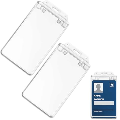 Aihoom 2pcs Porta Tarjetas Identificativas Rígido, Funda Protectora Transparente para Tarjetas de Crédito y Carnés, Badge Holder Vertical de Plástico Duro, 108MM*62MM