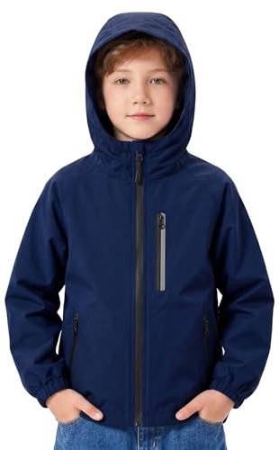 FILOWA Giacca Impermeabile per Bambini Giacca da Pioggia, 9-10 anni, Blu