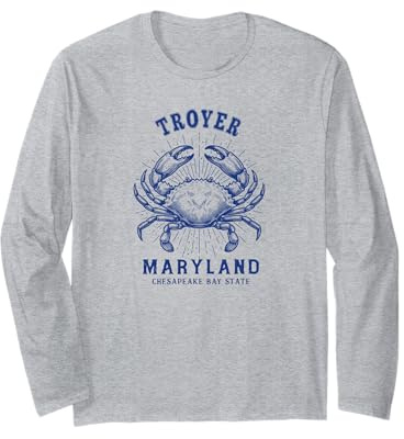 Maryland Blue Crab Coastal Troyer MD Design Long Sleeve T-Shirt