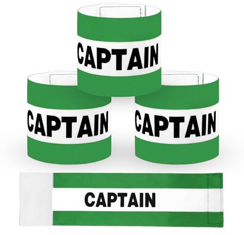 3 fasce da capitano da calcio, 8 x 31 cm, regolabili, per calcio, fasce da calcio in nylon per adulti e giovani, fascia elastica per sport di squadra per pallacanestro e pallavolo (verde scuro)
