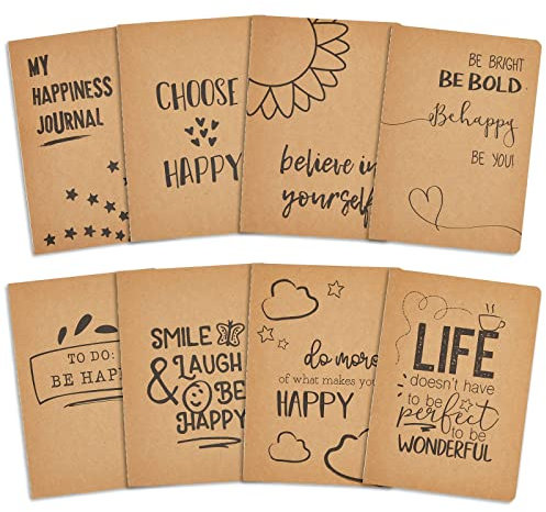 Title rework: 8 Stück Linierte Notizhefte mit Motivierenden Cover-Zitaten, A5 (14.8 x 21 cm)