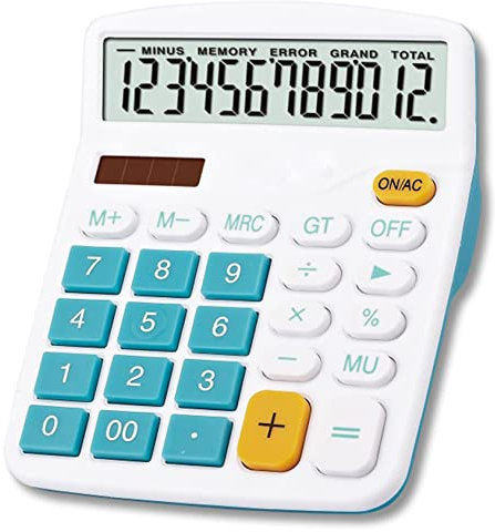 Mengshen Großer Taschenrechner, 12 Ziffern, LCD-Display, solarbetrieben, doppelte Stromversorgung, dedizierter Finanzrechner, Multifunktions-Desktop-Rechner mit Standardfunktion