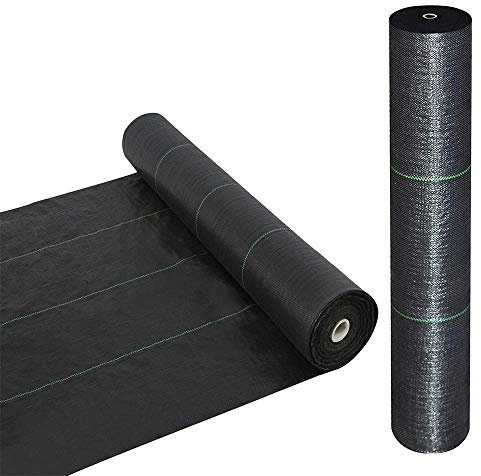 LITA 10 m x 2 m breites Unkrautschutzgewebe für Garten, Landschaft, Auffahrt, Vliesstoff, strapazierfähig, Nkrautgewebe Unterbodengewebe, Unkrautfolie, Mulchfolie 125 g/m², Schwarz, 1 Packung