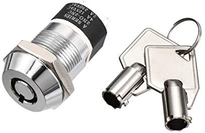 Sourcingmap 19mm 2 Positions Key Locking Push Button Switch with 2 Keys 2NO 2NC S1902 1pcs