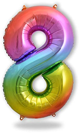 FUNXGO XXL Folien-Ballon 8, Helium-Ballon, Luftballon-Zahl, mehrfarbige Riesen-Ballonzahl, Verstärktes Material, Party-Deko zum 8. Kinder-Geburtstag, Hochzeitstag, bunt