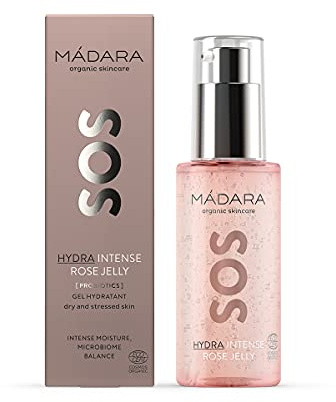 MADARA Organic Skin Care SOS Hydra Intense Rose Jelly – Oil-Free Hydrating Gel with Hyaluronic Acid & Probiotic Lysate for Dry, Problem-Prone Skin, 75ml