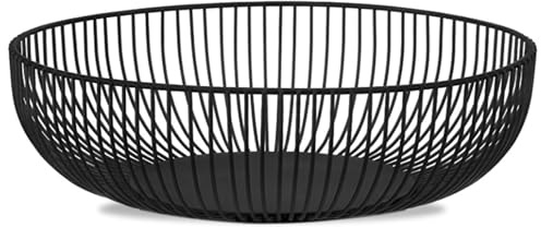 IBWell Black Wire Fruit Basket Fruit Bowl Kitchen Fruit Basket Stand Fruit Bowls for the Counters Metal Fruit Bowl (Exposure)