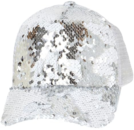 TOP HEADWEAR Reversible Sequin Mesh Back Adjustable Baseball Cap - Silver