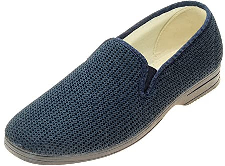 Calzados Romero ALCALDE. Zapatilla Rejilla Nailon de Hombre. Para Casa y Calle. Transpirable. Primavera Verano. Piso Goma. ANCHO ESTÁNDAR. Modelo 25. Marino talla 40