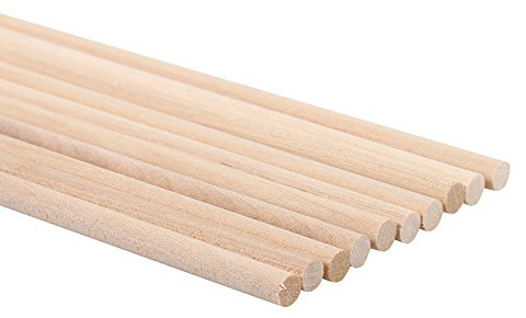 Hztyyier Varilla de Madera para Manualidades, Bastones de Madera sin Tratar, 10 Uds Diferentes Diámetros 4MM*30CM for Decoración y Modelos
