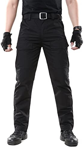 BWBIKE Pantaloni Militari Tattici da Uomo Pantaloni da Paintball da Combattimento Pantaloni da Lavoro Mimetici da Allenamento All'aperto (Senza Cintura), Nero