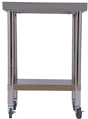 RainWeel Standregal aus Edelstahl Küchenregal 2 Regalböden Schwelastregal mit Rollen 300KG Belastung Lagerregal (60 * 45 * 85 cm)