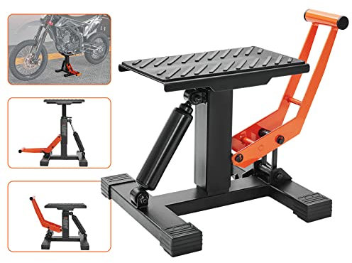 VEVOR Motorradheber Motorradhebebühne 200 kg, Montageständer Montagebock Heber Montagelift 255-460 mm Einstellbare Höhe, 0–120 mm Bühne Stahl Reparatur Wartung für Motorräder Orange + Schwarz