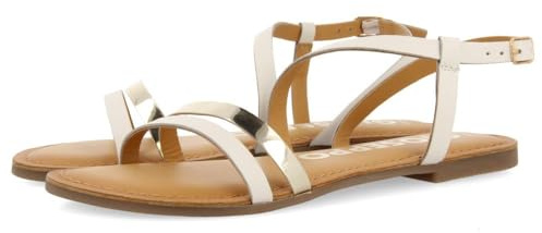 GIOSEPPO Sandalias DE Piel con Tiras Blancas Y Metalizadas para Mujer BARGEME