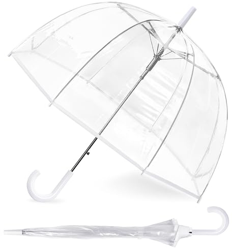 RONIARE Clear Bubble Umbrellas for Rain Large Windproof Dome Umbrella for Weddings,Prom, Graduation and Outdoor Events for Men and Women (Clear White)