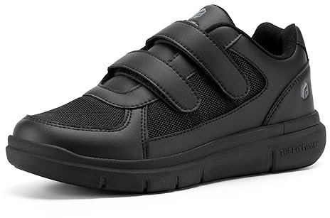 FitVille Chaussures Larges pour Hommes Basket Scratch Confortables Chaussures de Marche pour Pieds Sensibles Noir 46 EU XX-Large