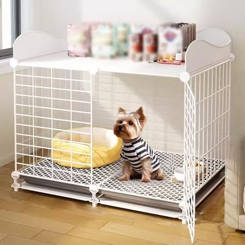 Hundebox Kleine Hunde Top Verbessert Regal Gehäuse Verdickt und Gehärtet Indoor Hundebox für Kleine und Mittlere Hunde Schwarz Weiß(White,75 * 39 * 55CM)