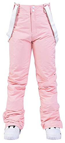 SAUTRV Skidbyxor för kvinnor: Varma vinterbyxor dam skidbyxor vattentäta skidbyxor med knapp termiska damer snöbyxor termisk fleece fodrad varm softshell vandring snöbyxor, Rosa, L