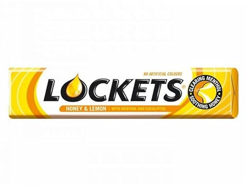 Lockets Honey and Lemon 41g Pack of 1 Throat Cough Cold Clearing Menthol Eucalyptol Fast Acting Hard Candy Remedy Lozenges with Welari Thank You Card | (1pack) (41g)