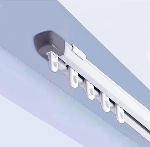 TIPIACE Ceiling mounting Telescopic Curtain Tracks (White -L 130 to 240 cm) | Precise Measurement-Free Adjustable Curtain Rail, Easy to Install, Great for Indoor Windows, Offices and Room Dividers