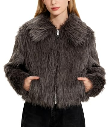 Amazhiyu Abrigo de piel para mujer, chaqueta de piel, chaqueta de piel sintética, abrigo de piel sintética, chaqueta de piel, abrigo corto de felpa, abrigo de invierno, chaquetas, abrigo de piel