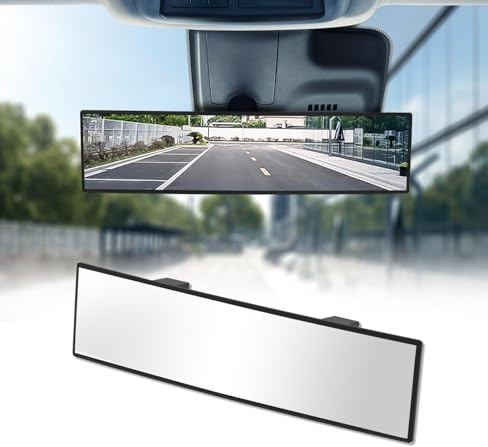 HmmtyRack Rear View Mirror, Chrome Anti-glare Panoramic Rear Mirrors Universal 12 Inch Convex Car Interior Clip on Extra Big Wide Angle Rearview Mirror Extender to Reduce Blind Spot for Car SUV Trucks
