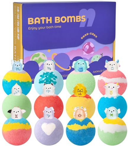 Badebomben Geschenkset für Kinder mit Überraschung, 12 Stück Bio-Badekugeln als Badezusatz Mädchen Schaumbad, Natürliche Bath Bombs Bademomente für Geburtstag Festival Badewanne