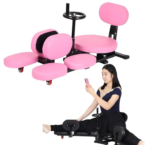 GAOCUNBING bendelad stretchmaskin, 180° delad maskin för bensträckning, kraftig bensträckare, gymnastisk flexibilitet förlängningsutrustning för yoga rosa
