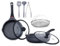 INTIGNIS® GREBLON® Lot de 7 poêles à frire profondes anti-adhésives avec ustensiles – Revêtement céramique GREBLON®, 28 cm et 24 cm, aluminium, compatible avec toutes les plaques de cuisson, filtre à