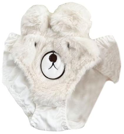 WNXGNHO Culotte en fourrure pour femme - Joli ours - Sous-vêtements en peluche - Lingerie de dessin animé - Cosplay - Cadeaux - Taille basse, beige, M