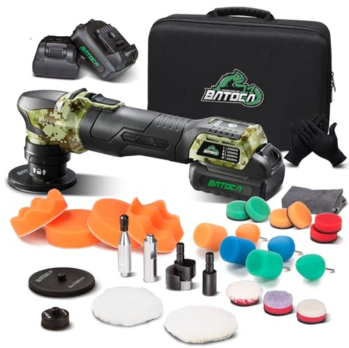 BATOCA S4 Prof Lucidatrice Mini per Detailing,Motore Brushless,RO/DA,25mm/75mm Kit di lucidatura per Auto,2000-5500RPM,12V 2.5Ah Batteri Attrezzatura per lucidare,Levigatrice Lucido Fari dell'auto
