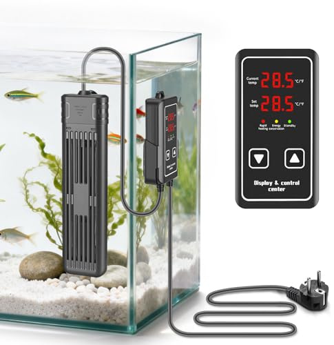 Eirolace Calentador para Acuario 300W, Calefacción para Acuarios, Calentador de Acuario, Termostato Digital con Pantalla Dual, Protección contra Sobretemperatura, para Agua Dulce y Salada, Cable 2.3m