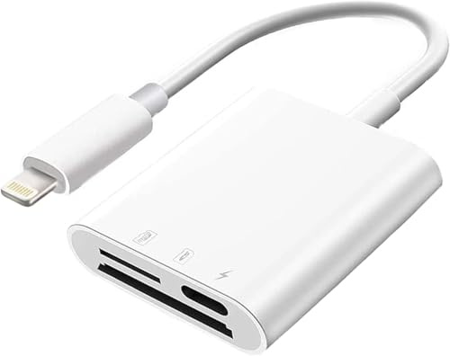 SD-kortläsare för iPhone 14, SD-kortadapter med MicroSD/SD dubbla fack, Lightning-kamera kortläsaradapter, OTG-adapter, minneskortläsare för iPhone 14/8/7/6