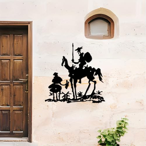 Genérico Decoración de Pared Abstracta contemporánea de Metal con diseño de Don Quijote, Arte Moderno para Sala de Estar, Escultura única para el hogar, Regalo para Amantes de la Aventura,