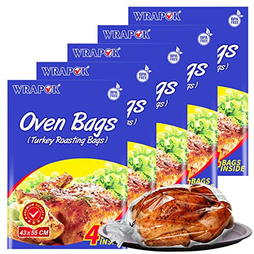 WRAPOK Bratbeutel Kochen Ofen Taschen Kleine - 20 Stück (25 x 38 cm) Für Mikrowellen die Türkei Huhn Fleisch Geflügel Fisch Meeresfrüchte Gemüse