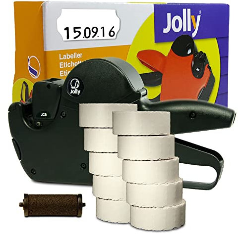 Preisauszeichner Set Jolly C6 inkl. 10 Rollen 26x12 Preisetiketten - weiss ablösbar + 1 Farbrolle | Auszeichner Jolly | HUTNER