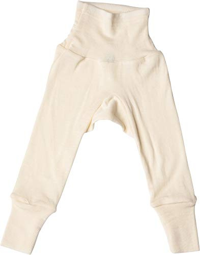 Cosilana - Pantalones largos para bebé con cintura, 70% lana de merino, 30% seda (natural, 50/56)