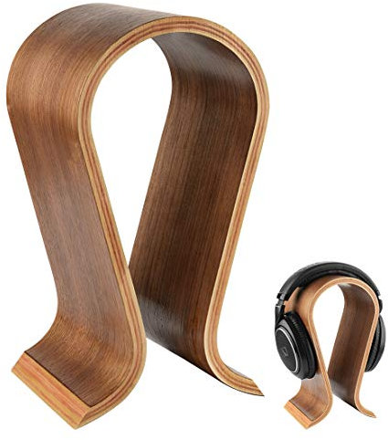 Linkidea Soporte de Madera para Auriculares Omega/Colgador de Auriculares de Madera/Soporte de Madera para Auriculares/Colgador de Escritorio para Auriculares Omega, Acabado de Madera de Nogal