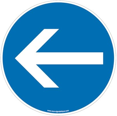 AUA SIGNALETIQUE - Panneau sens obligatoire gauche - Ø 330 mm, Vinyl adhésif