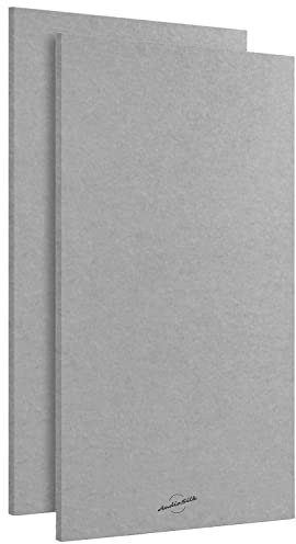 AudioSilk Acoustic Panels, 2 Pack, Large, 116 x 58cm, Mid Grey