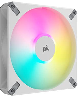 Corsair iCUE AF140 RGB Elite 140mm PWM-Lüfter - Acht RGB-LEDs - AirGuide-Technologie - Fluiddynamisches Lager - Null-Drehzahl-Lüftermodus iCUE-Software-Kompatibel - Weiß