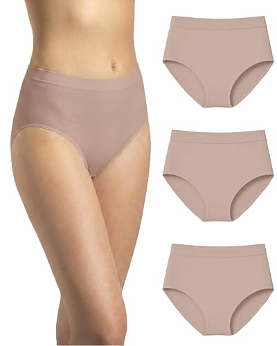 Risalti 3 Bitar Hög Midja Underbyxor Kvinnor Mikrofiber - Multipack Sömlösa Mjuka Underbyxor, Bekväm Slip - Tillverkad i Italien, Naturlig-naturlig, XL-XXL
