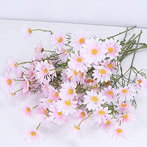 OUKEYI Flores Artificiales 12 Ramos Margaritas Artificiales de Seda Flores Falsas Resistentes a Rayos UV Exterior Flores Silvestres Falsas con Tallos Verdor Arbustos Plantas Arreglos para Hogar y
